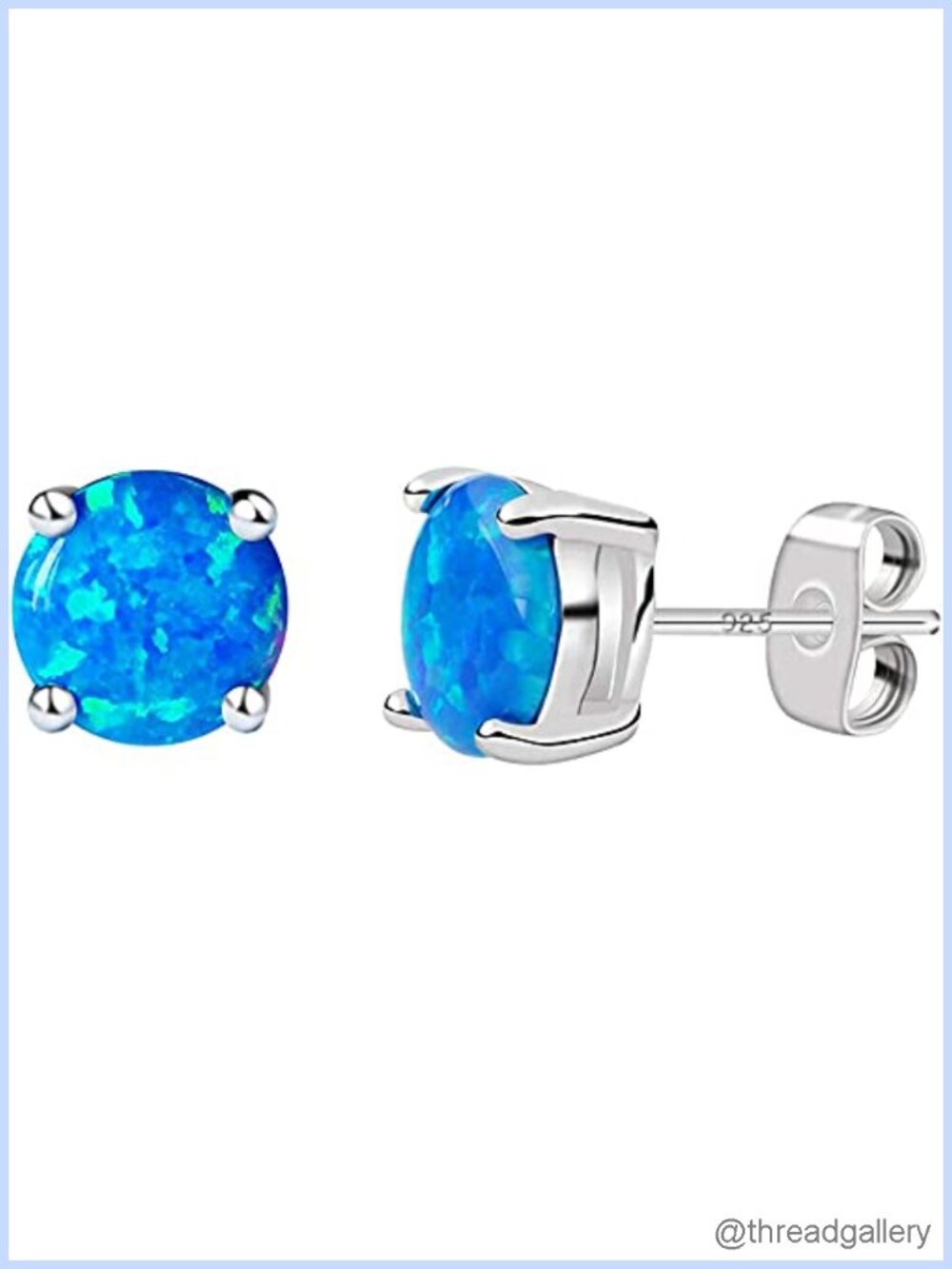 6MM Round Created Opal Stud Earrings 925 Solid Sterling Silver Push Back